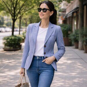 Vintage J.Crew Blue Gingham 100% Cotton Blazer - new!